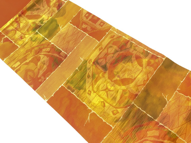 リサイクル　抽象模様織出し名古屋帯